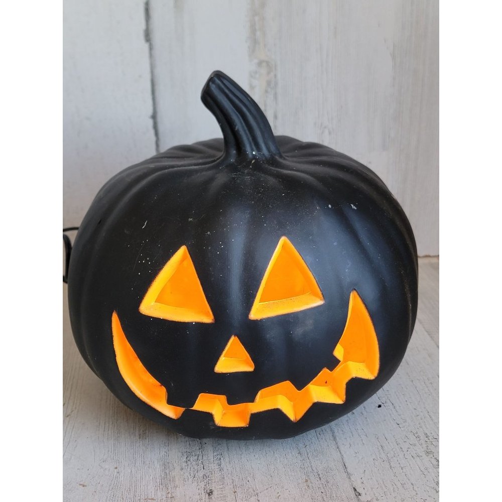 Pumpkin black light up plastic Halloween home decor prop